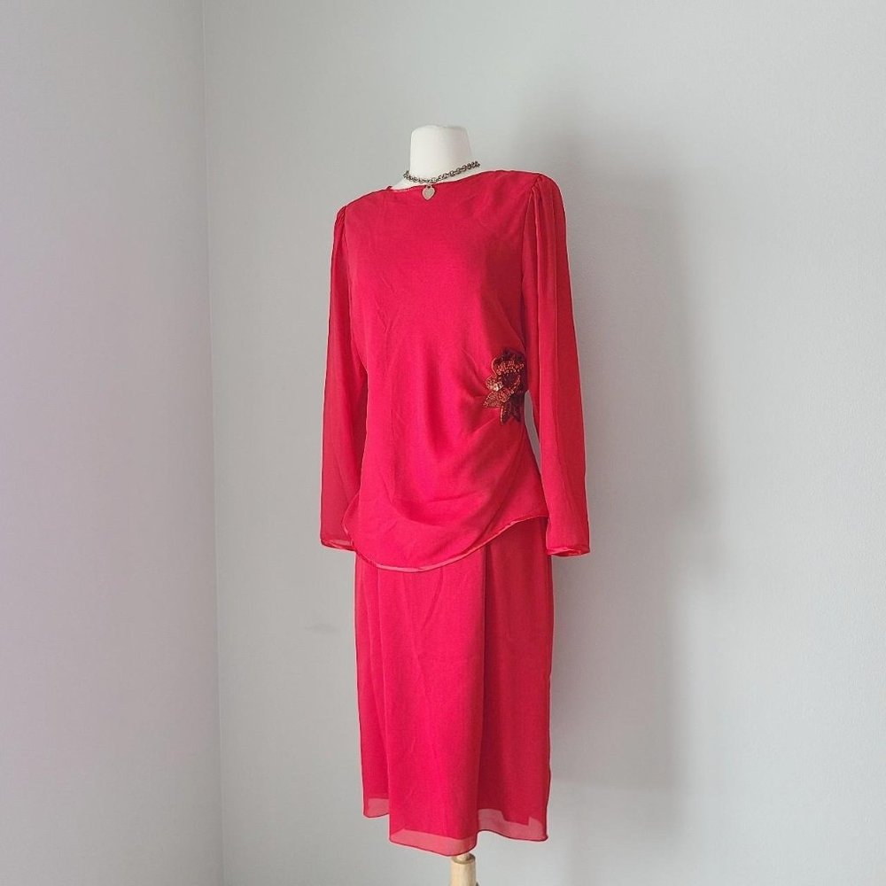 Vintage 1980's Red Formal Dress - Gem
